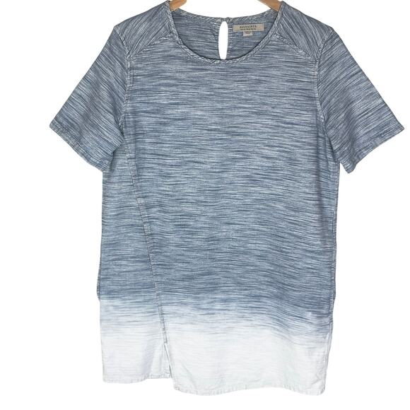 ALLSAINTS Women’s Space-dyed blue & white Asymmetrical Chambray dress - Picture 1 of 4